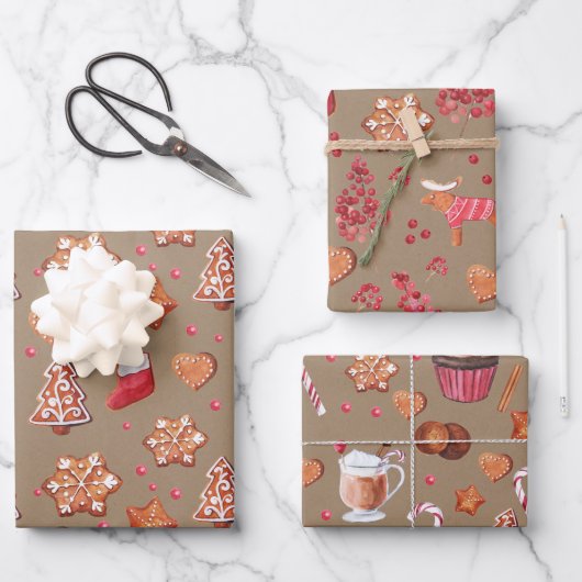 Rustic Kraft kerstkoekjes en koekjes Inpakpapier Vel (Voorkant)