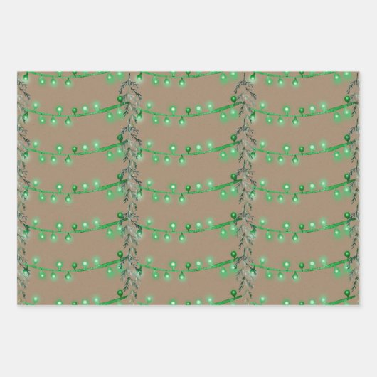 Rustic Kraft-kerstkoord Light Red Green Blue Inpakpapier Vel (Voorkant 2)