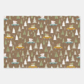 Rustic Kraft Kerstland Cars Scene Inpakpapier Vel (Voorkant)