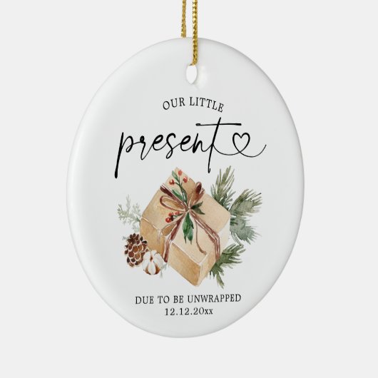 Rustic Kraft kerstmis aankondiging Keramisch Ornament (Rechts)