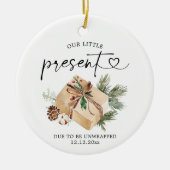 Rustic Kraft kerstmis aankondiging Keramisch Ornament (Voorkant)