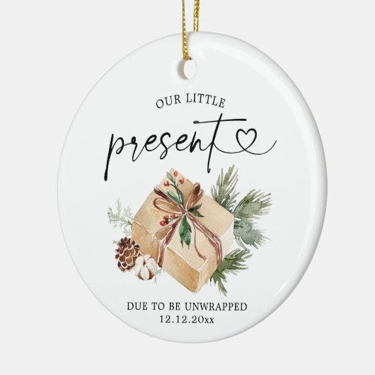 Rustic Kraft kerstmis aankondiging Keramisch Ornament (Links)
