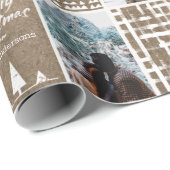 Rustic Kraft - kerstmis - Collage foto personalise Cadeaupapier (Rol Hoek)