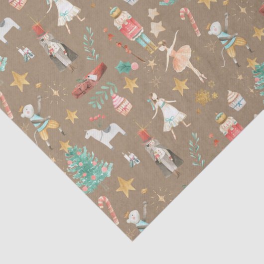 Rustic Kraft Kerstmis Nutkraker Ballet Tissuepapier (Detail)