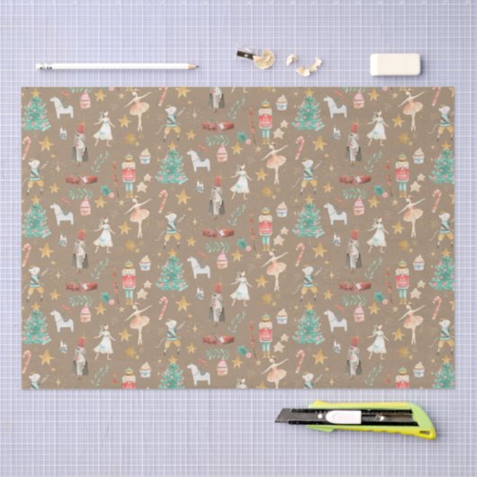 Rustic Kraft Kerstmis Nutkraker Ballet Tissuepapier (Craft)