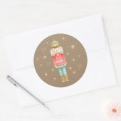Rustic Kraft Kerstmis Nutkraker Gold Stars Ronde Sticker (Envelop)