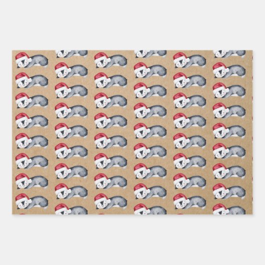 Rustic Kraft-kerstpinguïns Inpakpapier Vel (Voorkant 2)