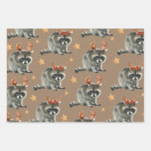 Rustic Kraft-kerstracoons onder gouden sterren Inpakpapier Vel (Voorkant)