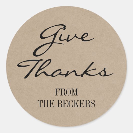 Rustic Kraft Kijk Bedankt Thanksgiving Ronde Sticker (Voorkant)