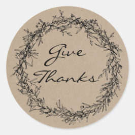 Rustic Kraft Kijk Bedankt Thanksgiving Ronde Sticker