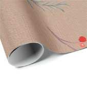 Rustic Kraft Kleur Winter Spar & Bessen Cadeaupapier (Rol Hoek)