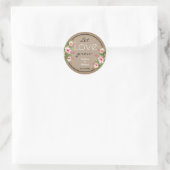 Rustic Kraft laat liefde bloemenbruiloft groeien Ronde Sticker (Tas)