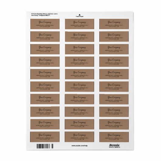 Rustic Kraft | Labels voor bedrijfsretour-adres (Full Sheet)