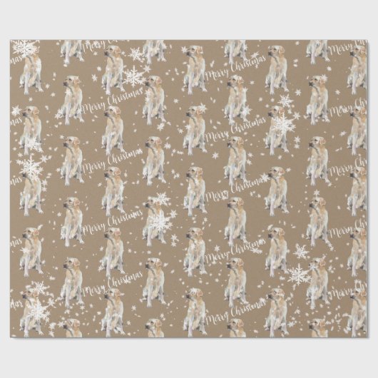 Rustic Kraft Labrador Retriever Dog Falling Snow Cadeaupapier (Vlak)