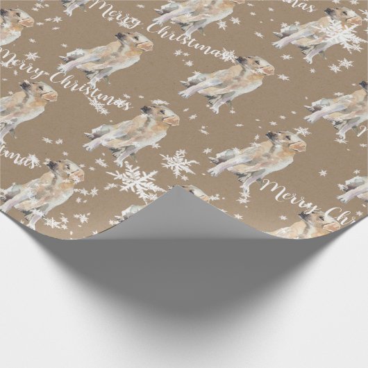Rustic Kraft Labrador Retriever Dog Falling Snow Cadeaupapier (Hoek)