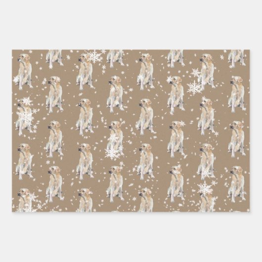 Rustic Kraft Labrador Retriever Dog Falling Snow Inpakpapier Vel (Voorkant 3)