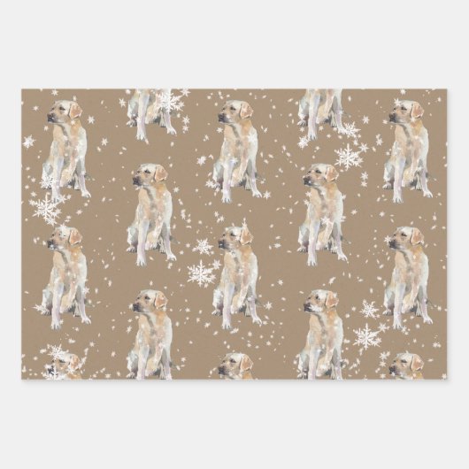 Rustic Kraft Labrador Retriever Dog Falling Snow Inpakpapier Vel (Voorkant 2)