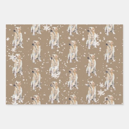 Rustic Kraft Labrador Retriever Dog Falling Snow Inpakpapier Vel (Voorkant)