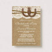 Rustic Kraft & Lace Hoefijzer Bachelorette Party Kaart