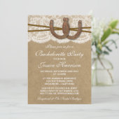 Rustic Kraft & Lace Hoefijzer Bachelorette Party Kaart (Staand voorkant)