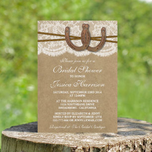 Rustic Kraft & Lace Hoefijzer Vrijgezellenfeest Kaart