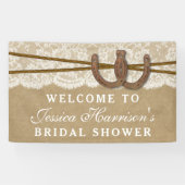 Rustic Kraft & Lace Hoefijzer Vrijgezellenfeest Spandoek (Horizontaal)