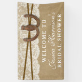 Rustic Kraft & Lace Hoefijzer Vrijgezellenfeest Spandoek (Verticaal)