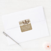 Rustic Kraft & Lace Hoefijzer Vrijgezellenfeest Vierkante Sticker (Envelop)