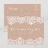Rustic Kraft & Lace RSVP Briefkaart Kaart Uitnodig (Voorkant / Achterkant)