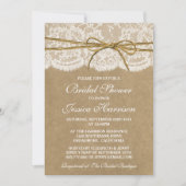 Rustic Kraft, Lace & Twine Bow Vrijgezellenfeest Kaart (Voorkant)