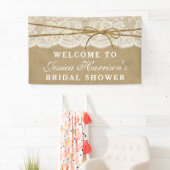 Rustic Kraft, Lace & Twine Bow Vrijgezellenfeest Spandoek (Insitu)