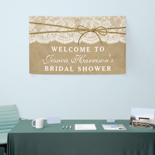 Rustic Kraft, Lace & Twine Bow Vrijgezellenfeest Spandoek (Beurs)