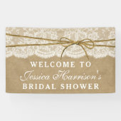 Rustic Kraft, Lace & Twine Bow Vrijgezellenfeest Spandoek (Horizontaal)