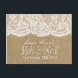 Rustic Kraft & Lace Vrijgezellenfeest Recept Kaart<br><div class="desc">Rustic Kraft & Lace Vrijgezellenfeest Recept Kaarten.</div>