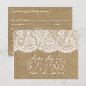 Rustic Kraft & Lace Vrijgezellenfeest Recept Kaart (Voorkant / Achterkant)