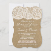 Rustic Kraft & Lace Wedding Rehearsal Dinner Kaart (Voorkant)