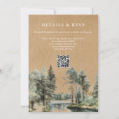 Rustic Kraft Lake Forest Woodland Wedding QR-code Kaart (Achterkant)