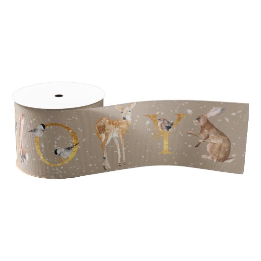 Rustic Kraft legant Animals & Joy in Gold Letters Grosgrain Lint (Spoel)