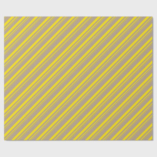 Rustic Kraft Lemon Yellow Stripes Vakantie Cadeaupapier (Vlak)