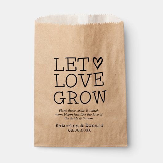 Rustic Kraft Let Love Grow Seed Wedding Bedankzakje (Voorkant)