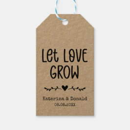 Rustic Kraft Let Love Grow Seed Wedding Gift Label Cadeaulabel