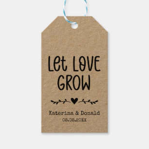 Rustic Kraft Let Love Grow Seed Wedding Gift Label Cadeaulabel