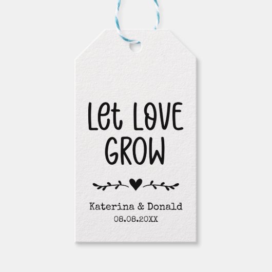 Rustic Kraft Let Love Grow Seed Wedding Gift Label Cadeaulabel (Voorkant)