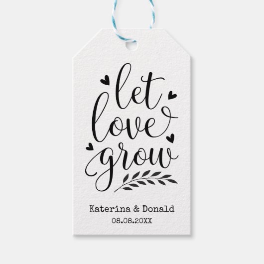 Rustic Kraft Let Love Grow Seed Wedding Gift Label Cadeaulabel (Voorkant)