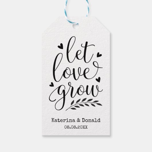 Rustic Kraft Let Love Grow Seed Wedding Gift Label Cadeaulabel (Achterkant)
