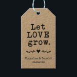 Rustic Kraft Let Love Grow Seed Wedding Gift Label Cadeaulabel<br><div class="desc">Laat de liefde zaaigoed groeien. Voeg een leuke kleur en unieke stijl toe aan je bruiloft of vrijgezellenfeest. Een vrijgezellenfeest-gunsttas is een geweldige aanvulling op partijplanning. Deze unieke tassen zullen gemakkelijk als geschenk worden gebruikt en kunnen als een mooie decoratie dienen op je trouwreceptie of vrijgezellenfeest. Het perfecte hoopje voor...</div>