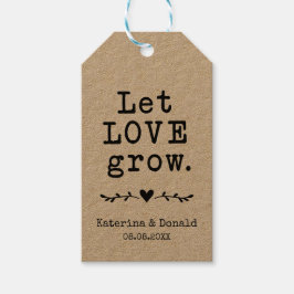 Rustic Kraft Let Love Grow Seed Wedding Gift Label Cadeaulabel