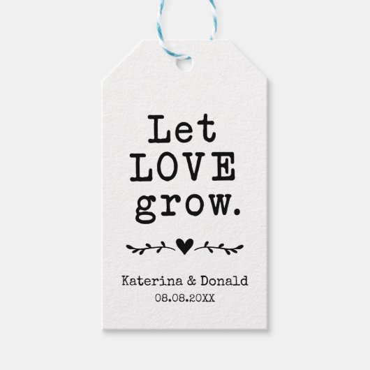 Rustic Kraft Let Love Grow Seed Wedding Gift Label Cadeaulabel (Voorkant)