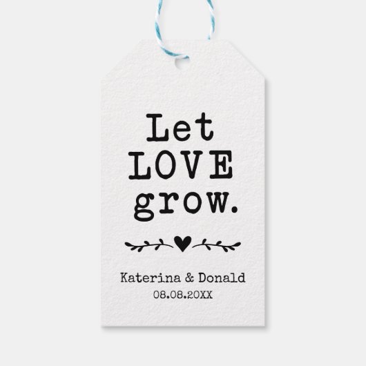 Rustic Kraft Let Love Grow Seed Wedding Gift Label Cadeaulabel (Achterkant)