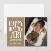 Rustic Kraft Lettering Foto geboorteaankondiging Aankondiging (Voorkant / Achterkant)